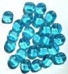 25 12mm Four-Sided Flat Round Aqua Glass Beads
